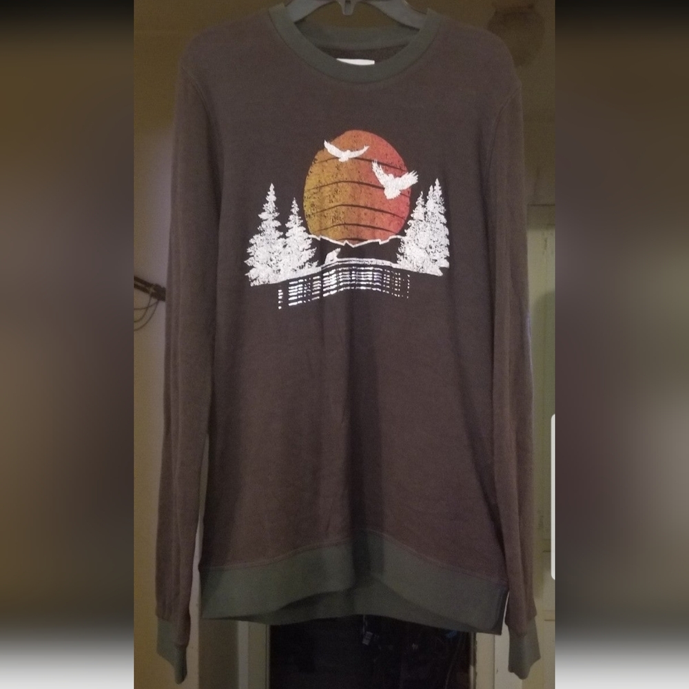 Sol Angeles Brown Graphic Crew Neck Sweater